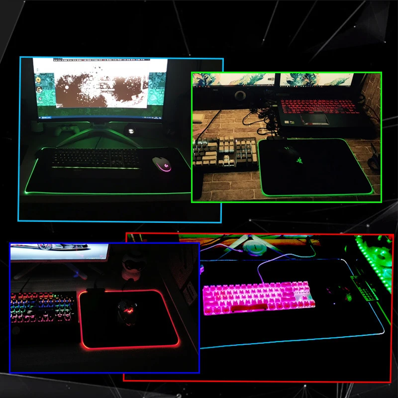 HECULAS игровой коврик для мыши RGB светодиодный коврик 7 цветов коврик для мыши 25x35 см 35x75 см