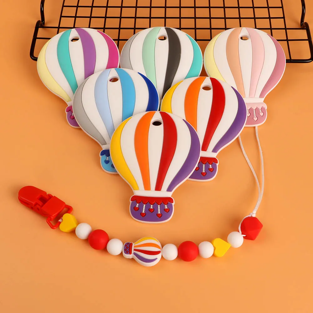 

Kovict 1pcs Silicone Teethers Cartoon Hot Air Balloon Shape BPA Free Pendants DIY Pacifier Chain Accessories Baby Molar Toys