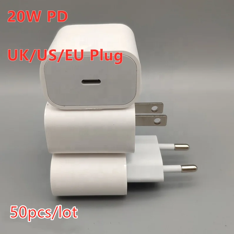 

50pcs 20W PD Fast Charger USB-C Adapter For iPhone 12 11 Pro XS Max QC3.0 PD Fast Charging Power Type-C EU Plug for iphone13