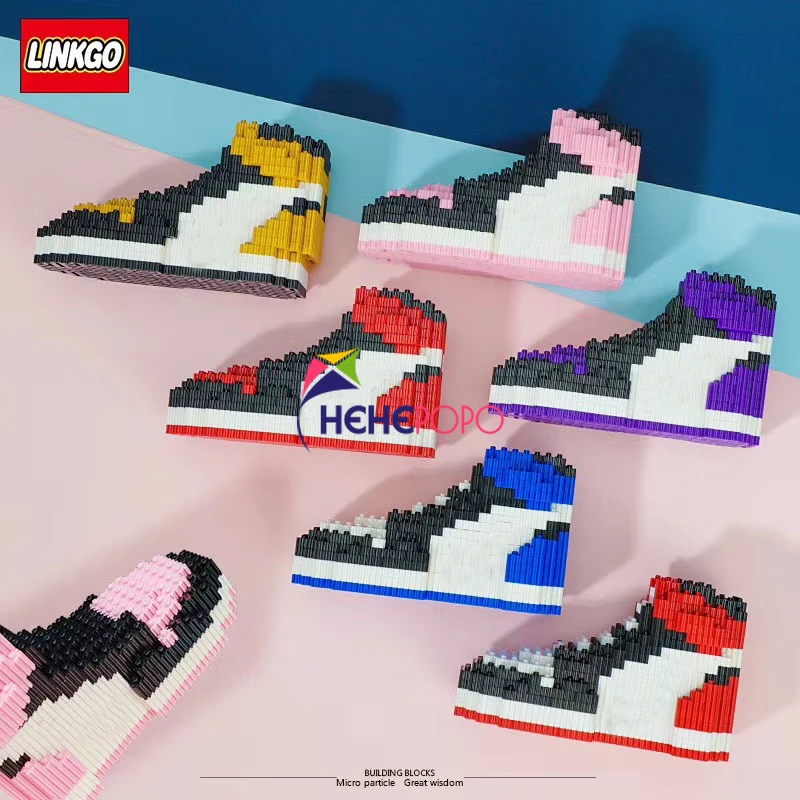 Linkgo Мини Строительные блоки для детей баскетбольные кроссовки Модель Legao AJ