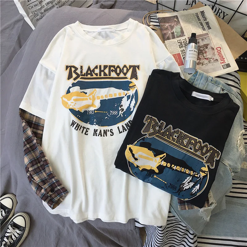 Футболка женская с индивидуальным принтом в стиле Харадзюку|Футболки| |