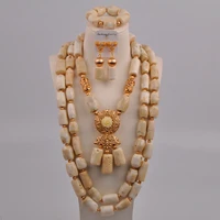 classic white natural coral beads african wedding dress accessories nigerian ladies bridal necklace wedding jewelry set au 251