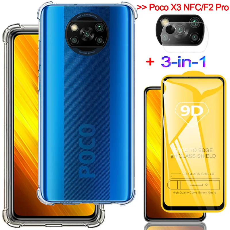 3 в 1 стекло+чехол для poco x3 nfc защитное стекло поко ф2 про ксиоми покофон х3