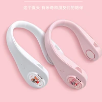 disney hanging neck small fan cute silent rechargeable summer cooling childrens student kitchen dormitory