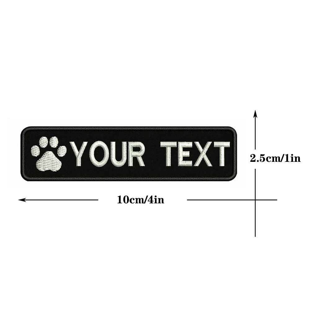 

Dog Paw logo Dog footprints 10X2.5cm Embroidery Custom Name Text Patch Stripes badge Iron On Or Velcro Patches For Dog Collar