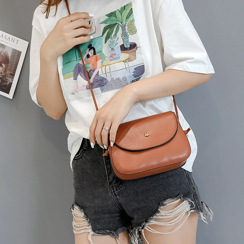 

New Casual Leather Shoulder Bag for Women 2020 Small Messenger Bag Female Handbag Purse Simple style Mini Crossbody Bags