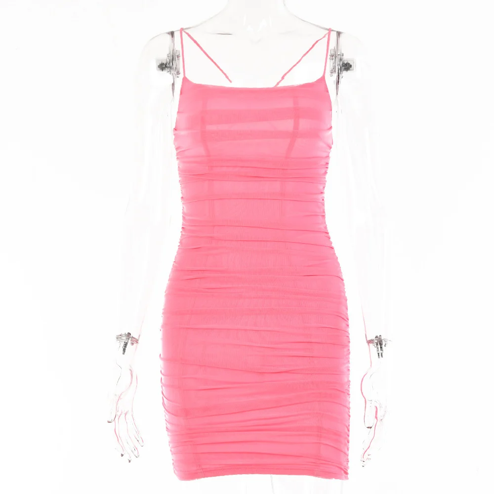 

Dress Pleated Hip Skirt Sexy Suspender Summer Vacation Dress Ladies Dresses