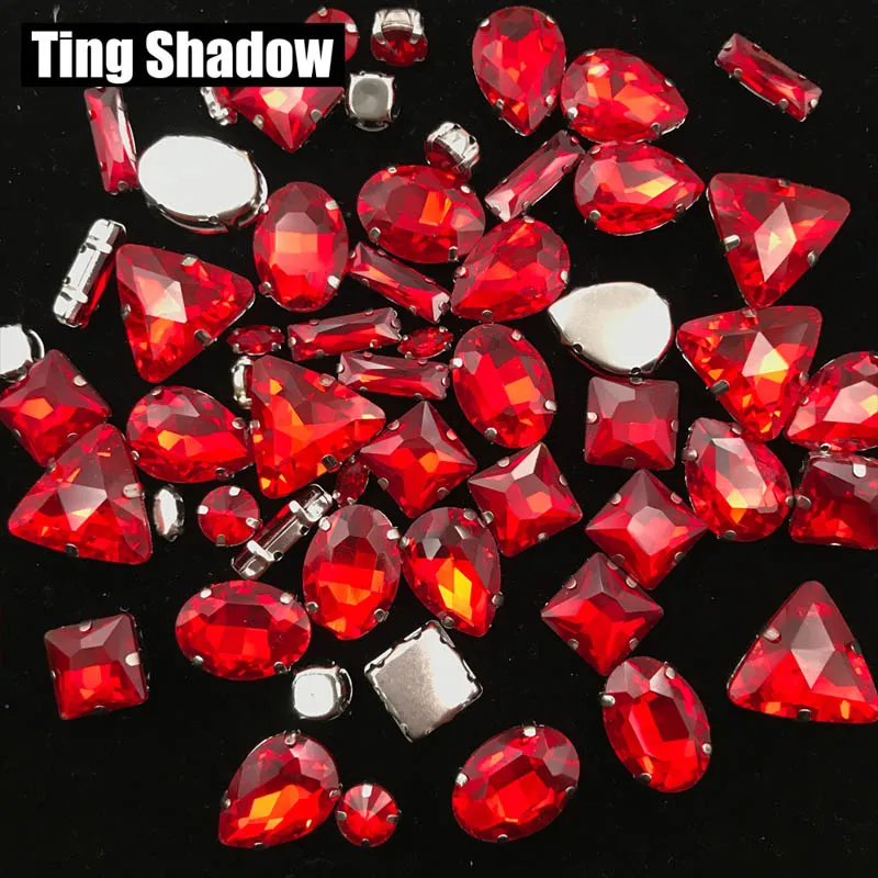 50 шт. розовые высококачественные разноцветные блестящие стразы с когтями для