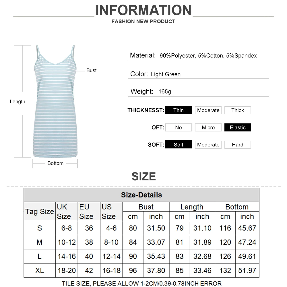 

Striped Print Summer Night Dress Sexy Spaghetti Strap V Neck Female Sleep Dress Women Casual Home Wear Adjustable Nightgown D30