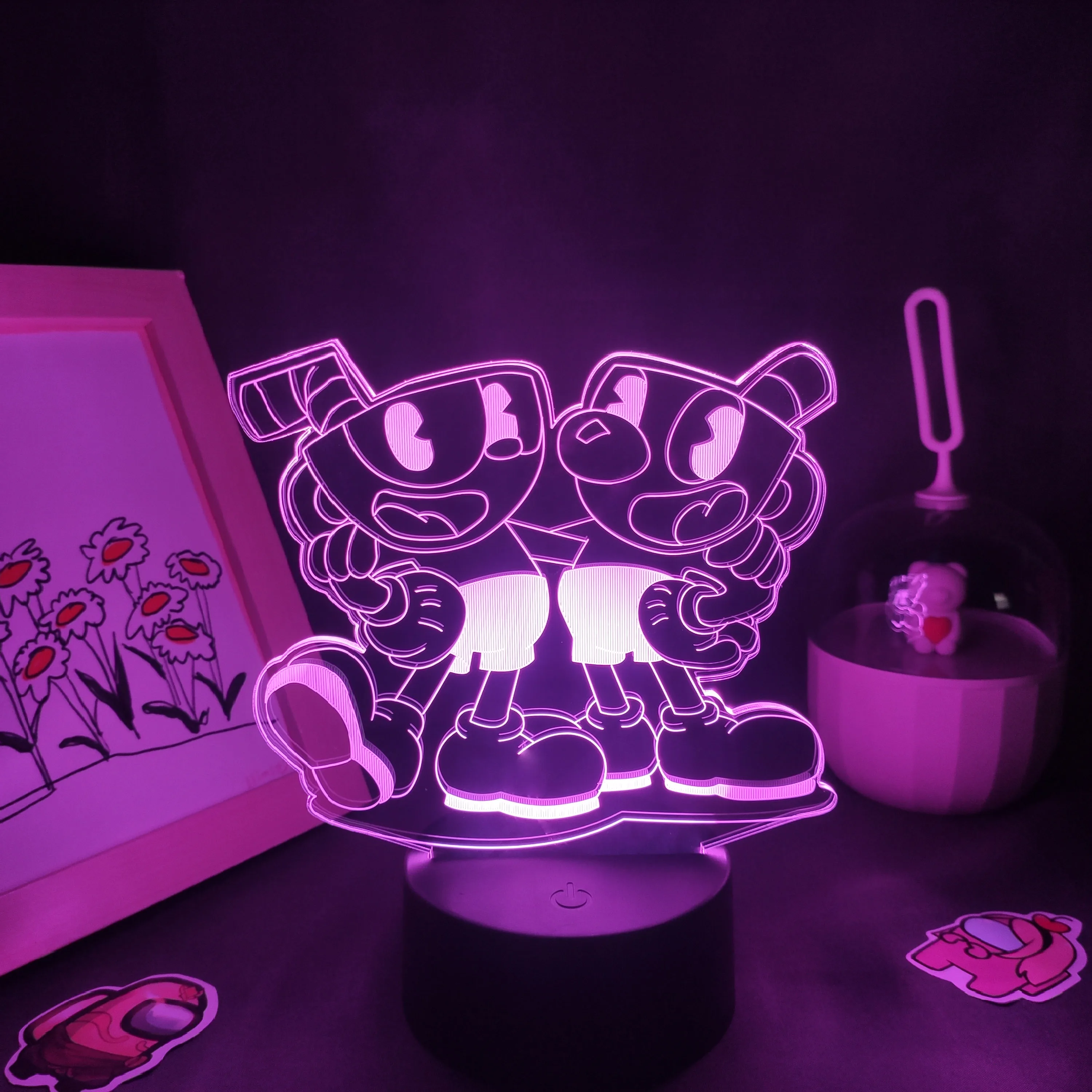 Кубок Mugman игра 3D Led лавовые лампы RGB неоновые Батарея ночные светильники