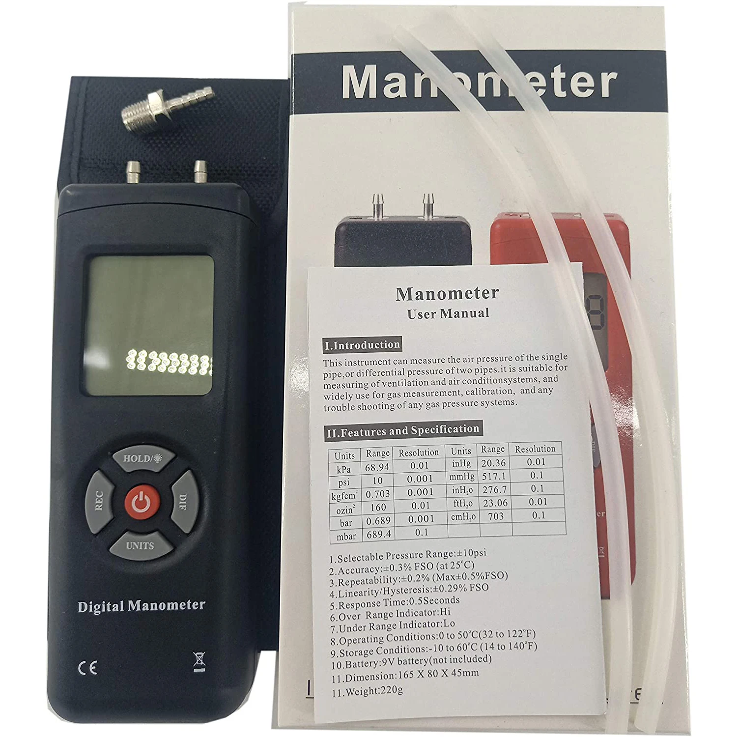 10psi Профессиональный ЖК дисплей цифровой Manometro дифференциальный Давление