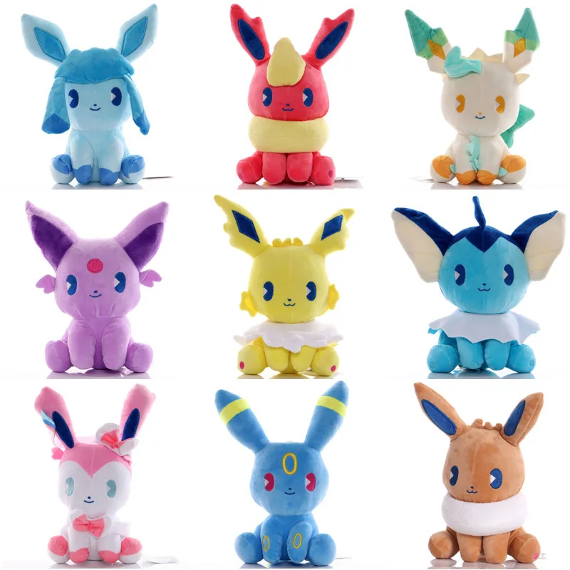 Hot Pokemon Eevee Plush Dolls 10cm 20cm Flareon Umbreon Sylveon Leafeon Glaceon Pikachu Plush Toys Kids Birthday Gift