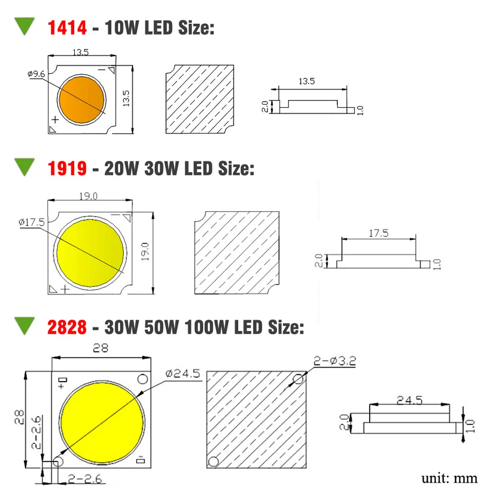 Светодиодный чип 10W 20W 30W 50W 100W для выращивания COB полный спектр солнечных лучей
