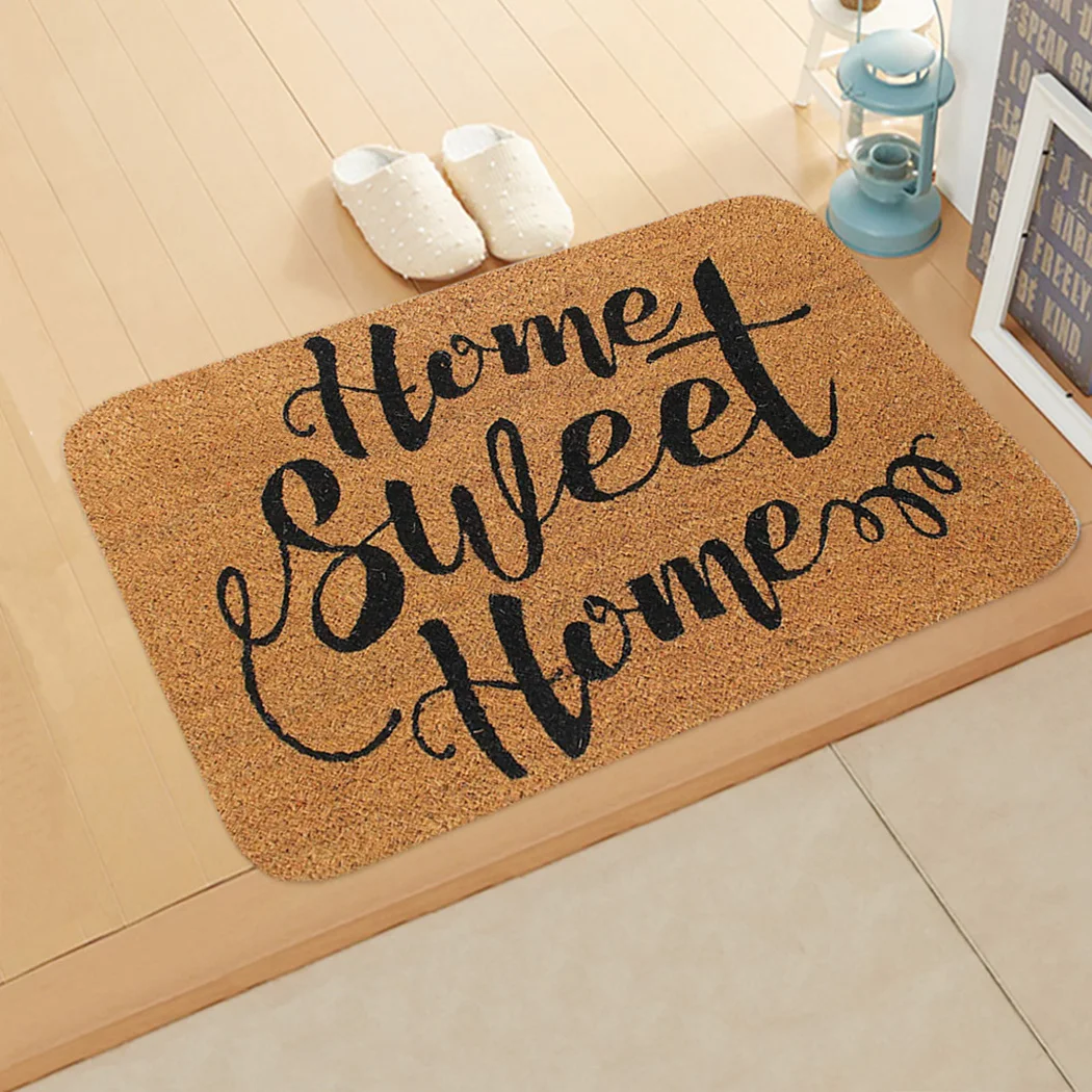 

40x60cm Welcome Door Mat Outdoor Indoor Doormat Sunflower Letters Print Natural Coir Rubber Back Non Slip Matting Front Floor