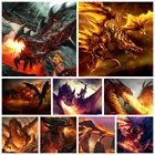 Алмазная живопись 5D Восточный Дракон, вышитая мозаика в виде сочного огня в западном стиле, украшение для дома