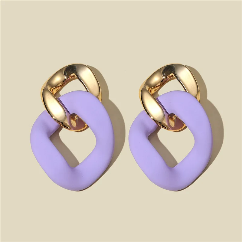 

Colorful Blue Geometric Acrylic Statement Drop Earrings for Women Resin 925 Sterling Dangle Earrings 2021 Brincos Jewelry