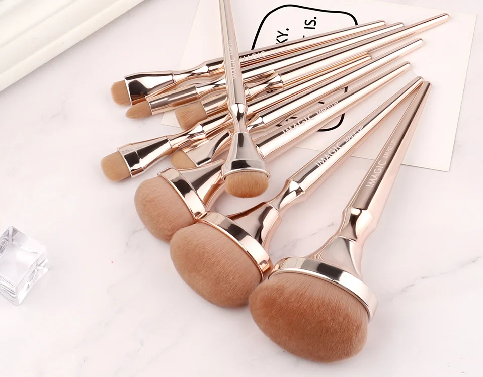 IMAGIC 9pcs/set Makeup Brushes Kit Soft Nylon Hair Partij Blending Brush Metallic Handle Profesional Oogschaduw Tools Set