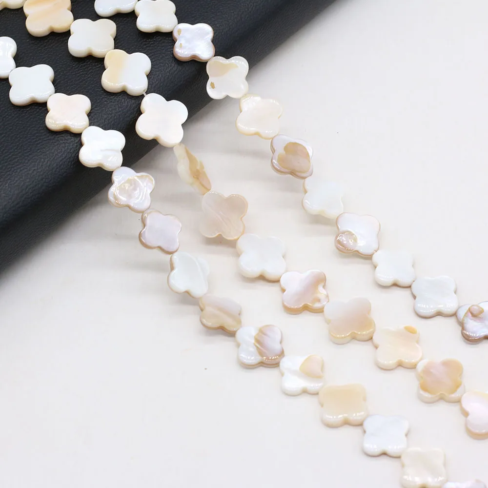 

Natural Freshwater White Four Petal Flower Shape Mother Of Pearl Shell Spacer Beads For Jewelry Making DIY Necklace Size 13x14mm