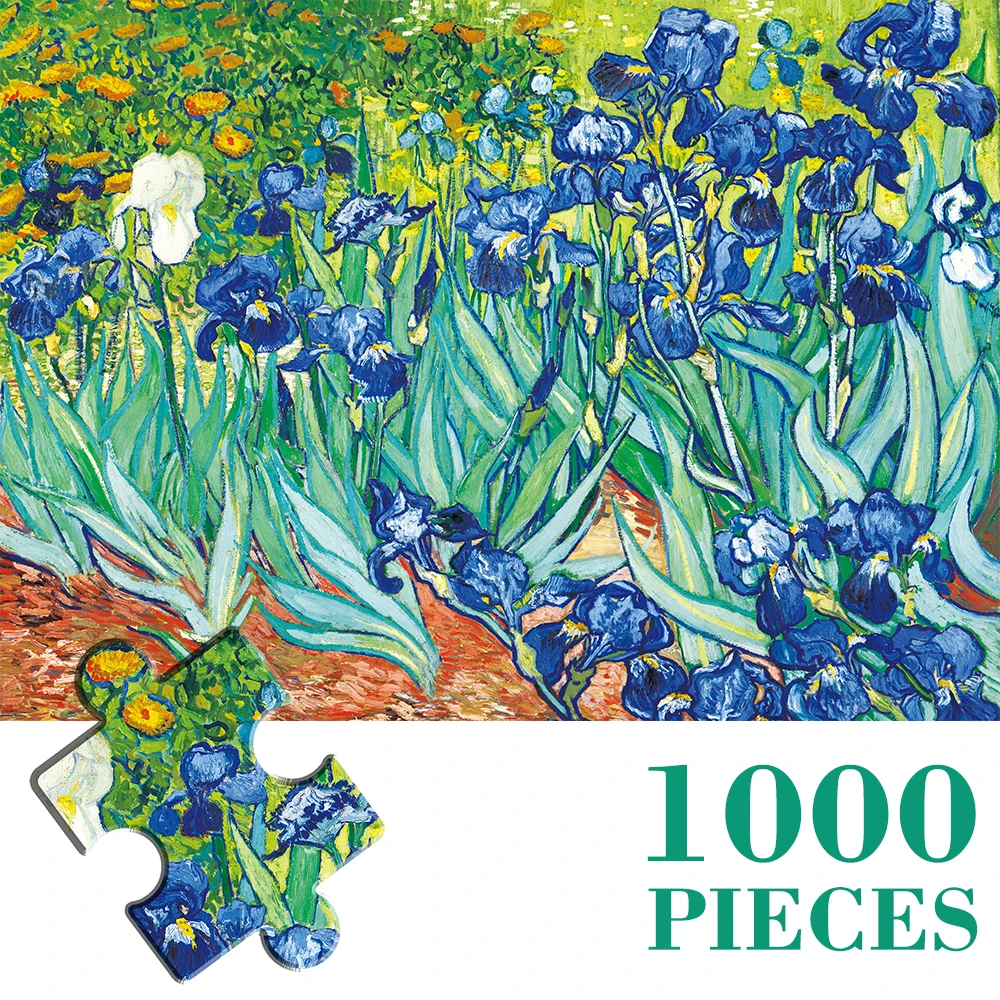 

MaxRenard 1000 Piece Jigsaw Puzzle Toys for Adults Van Gogh Irises Painting Challenging Assembling Puzzle for Senior Indoor PUZ
