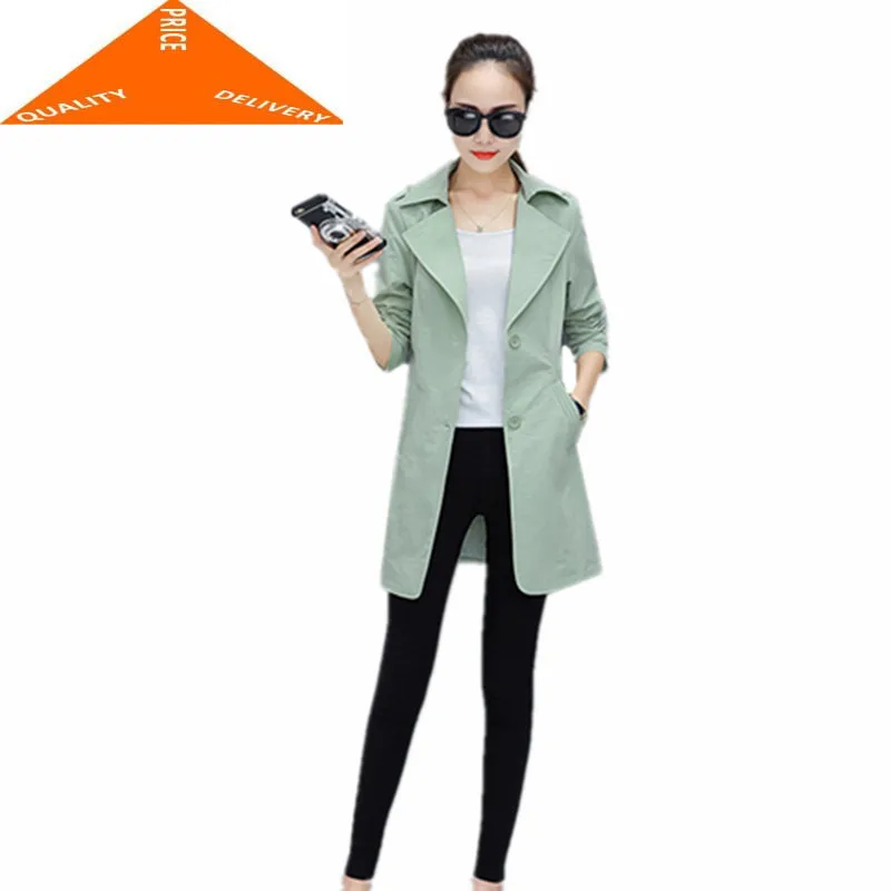 

Корейский стиль Женские приталенные пальто 2020 модная женская верхняя одежда ветровка женская элегантная длинная куртка повседневные топы ...