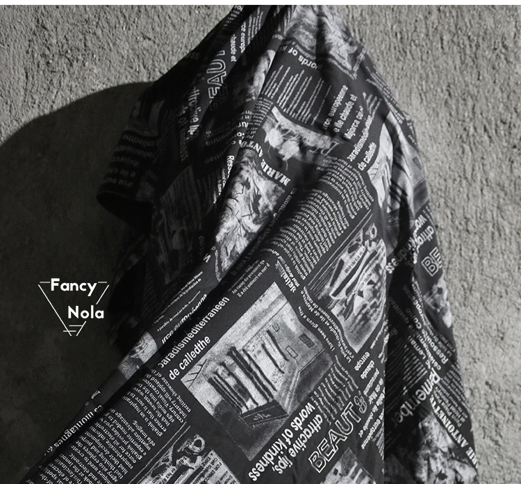 Черная английская газета письмо ткань креативный принт узор хлопок дизайнерская