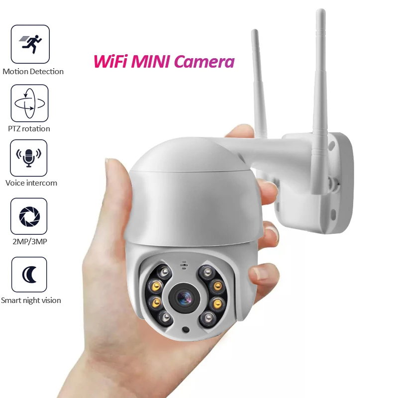 

3MP PTZ Wifi IP Camera AI Motion Detection Full Color Night Vision Small Surveillance Camera Smart Home 2 Way Audio Wifi Camera