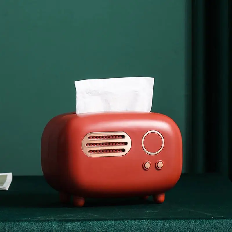

Retro Style Radio Model Tissue Box Desktop Paper Holder Vintage Dispenser Storage Napkin Case Organizer Ornament Craft