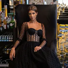 Elegante preto com miçangas tule vestidos de noite a linha querida rendas até voltar vestido de baile até o chão tamanho personalizado vestidos de fiesta (1)