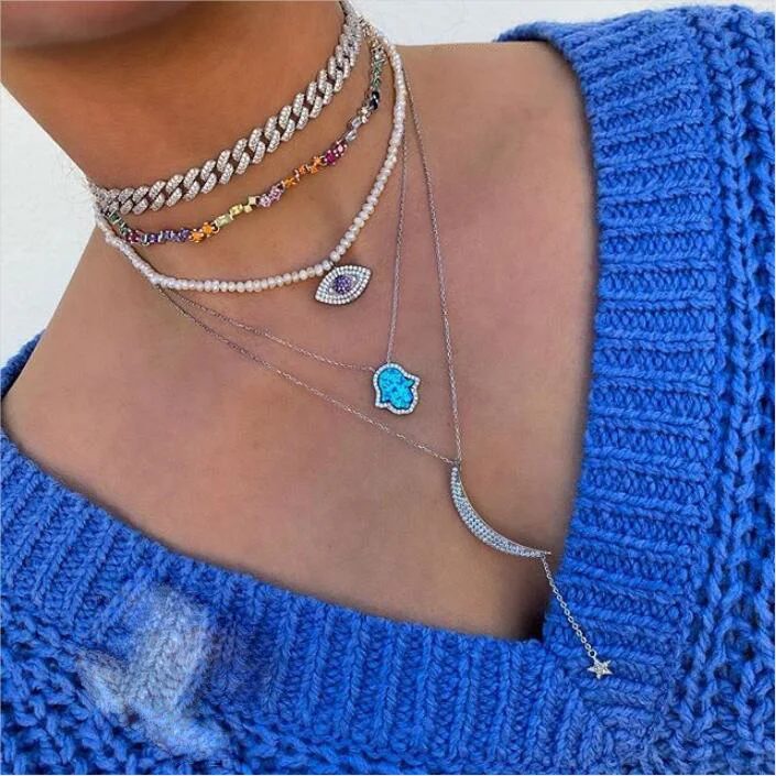 Высокое качество iced out hiphip bling широкий кандалин в Майями кубинское звено цепочка на шею для мужчин и женщин Рок CZ Отрегулируйте скольжение крутая цепочка-чокер