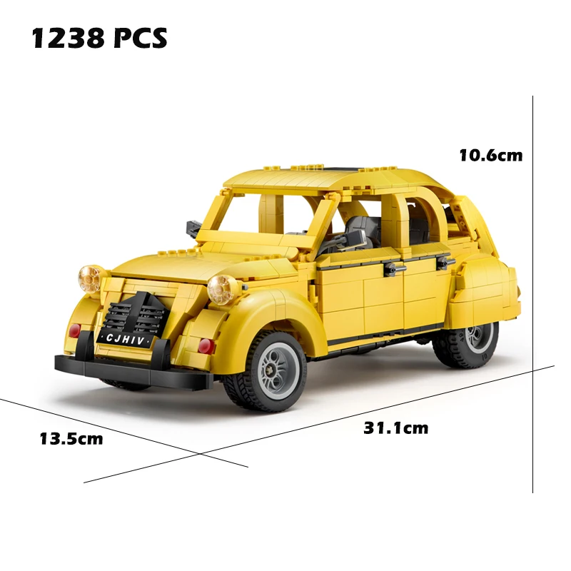 

1238pcs Moc Classic Vehicle Retro Car 2cv Building Blocks Toys Model Compatible With High Tech Brick Children's Toys