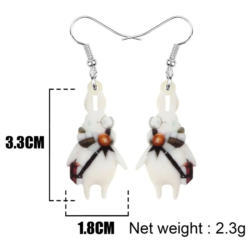 Акриловые серьги ARWA в виде белого кролика длинные с принтом животных Висячие