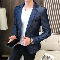 autumn thin style hair stylist slim trend jacket mens fashion letter printing korean small suit