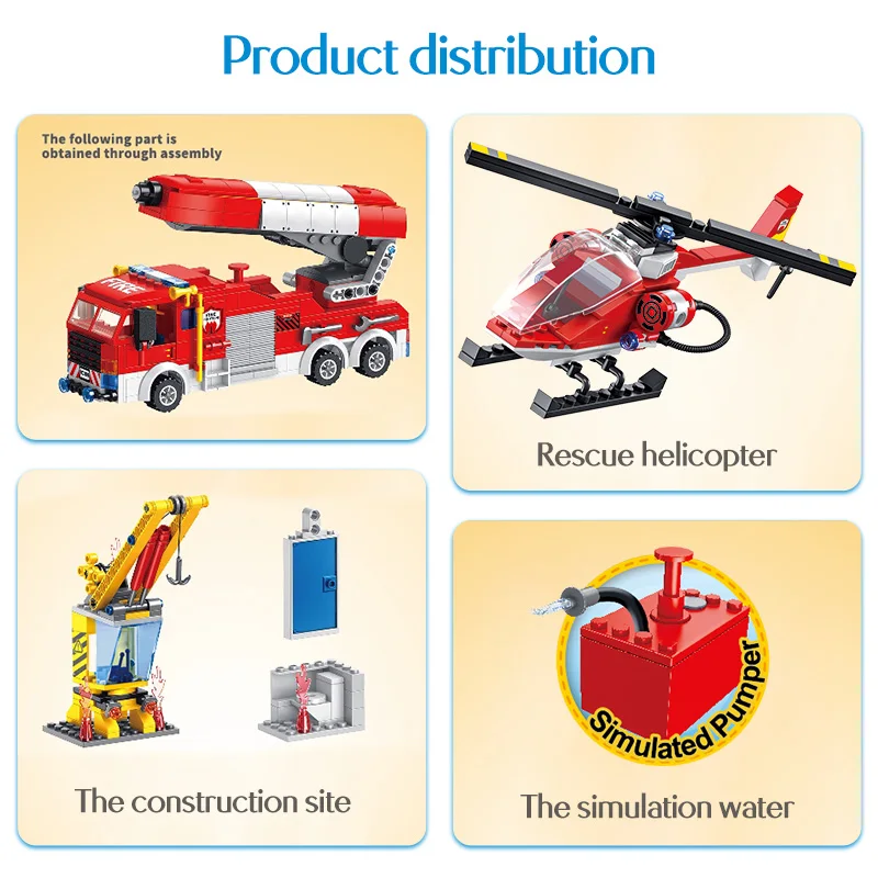 640 шт. Детский конструктор пожарная машина | Игрушки и хобби
