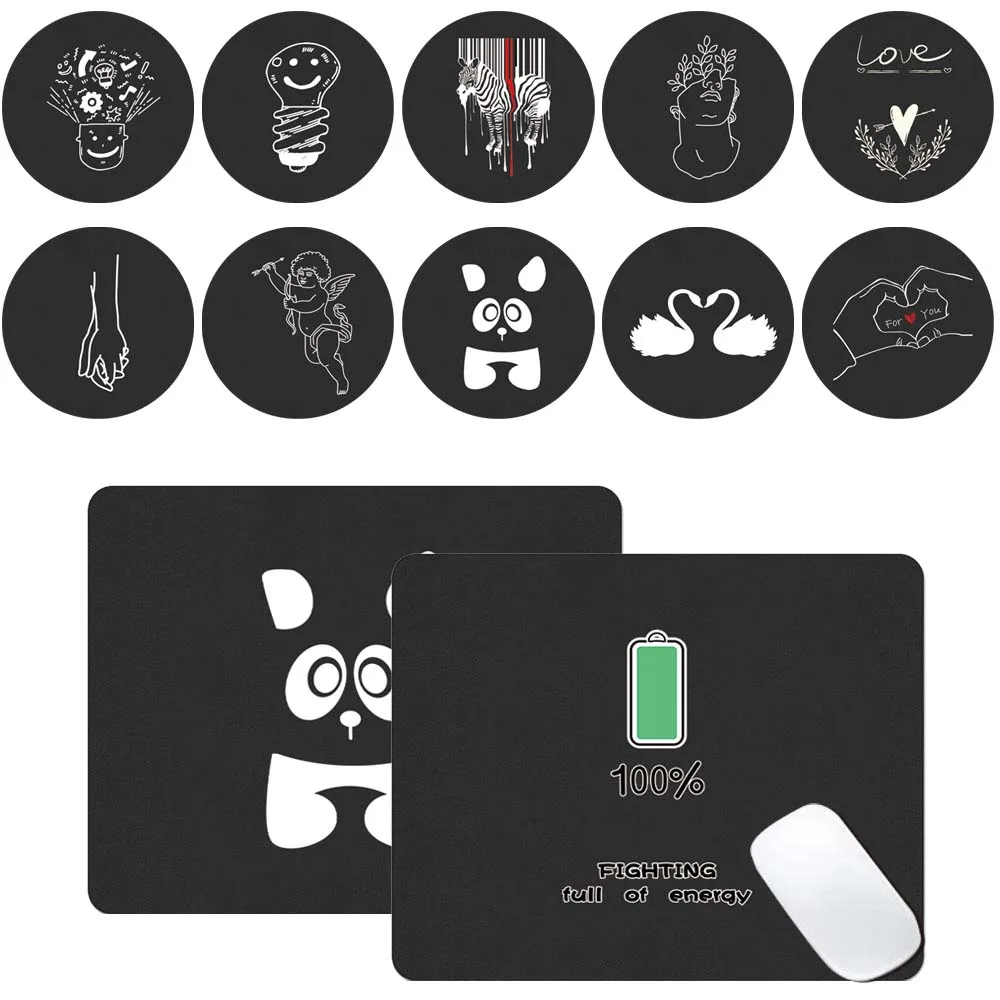 

PU Leather Computer Mouse-pad Smooth Game Laptop Mouse Pad Smooth Waterproof White Image Pattern Durable Gaming Mouse Mat