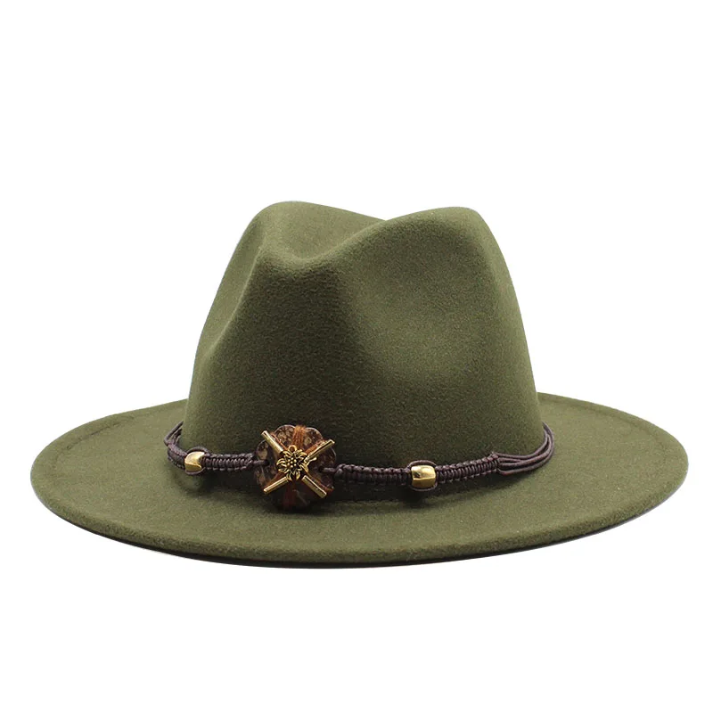 Seioum Women Men Wide Brim Wool Felt Jazz Fedora Hats Panama Style Cowboy Trilby Party formal Dress Hat Large Size Yellow white