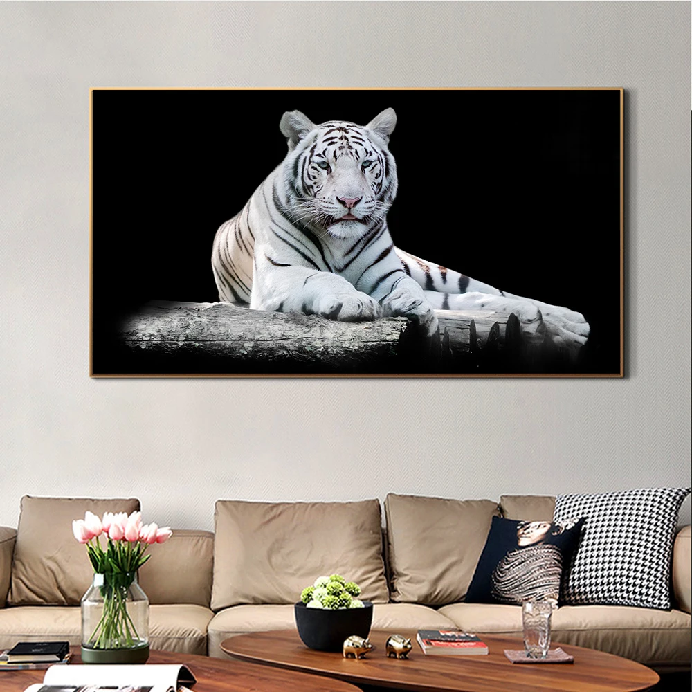 

Unframed White Tiger Paint On Canvas Paintings Home Decor for Living Room Decoration Modern Art Animal Picture Wall Art Decor