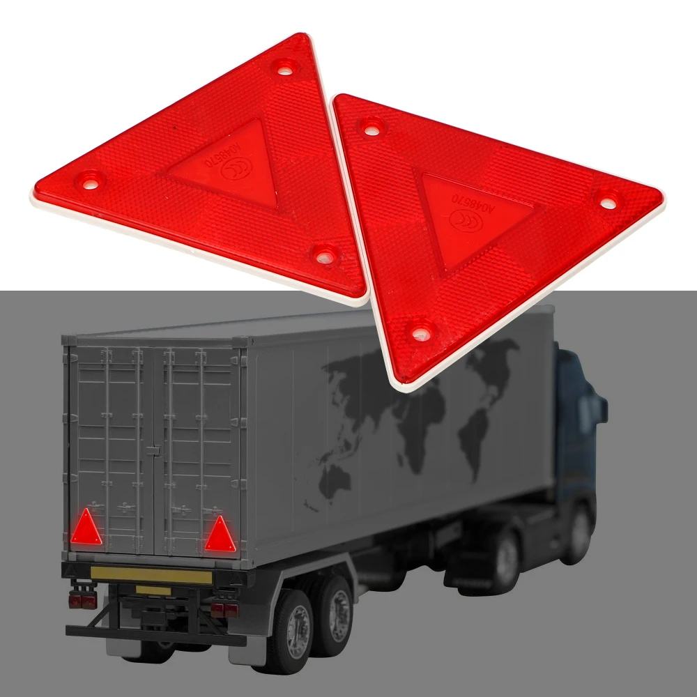 

2Pcs Red Reflective Sign Board Triangle Warning Reflector Stop Warning Sign Flasher Truck Safety Plate Rear Light Car-styling