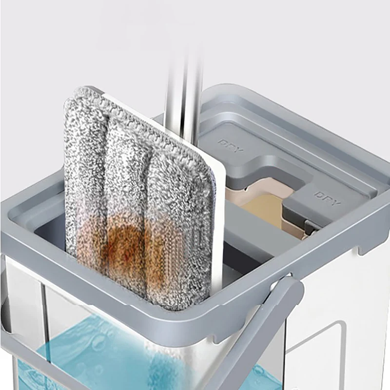 

YOREDE Free Hand Wring Mops With Bucket Floor Cleaning Flat Mops Bucket For Washing Floors Practical Household Cleaning Products