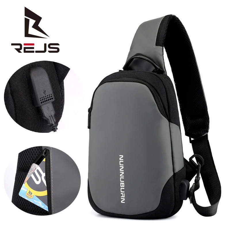 

Waterproof Men's Crossbody Bag Oxford USB Anti-Theft Shoulder Sling Bag Multifunction Short Travel Messenger Chest Pack for Male