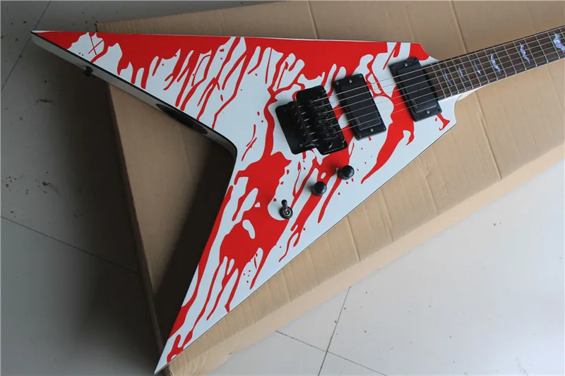 New Arrival Blood Tears Electric Guitar Active pickups V model In stock 10yue |