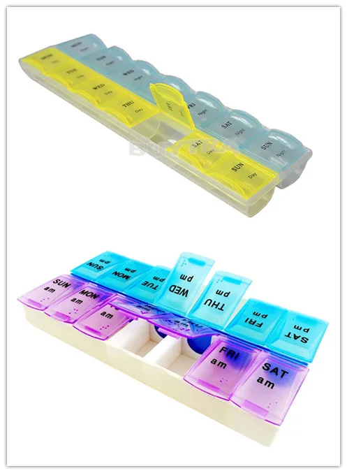 

14 Grids 7 Days Pill Box Drugs Weekly Pills Case Health Care Medicine Dispenser Storage Tablet Pill Box Splitters 2 Styles