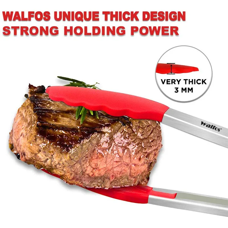 WALFOS силиконовые щипцы для еды, кухонные щипцы, посуда для приготовления пищи, зажимы-щипцы, аксессуары для салата, сервировки барбекю, инструменты