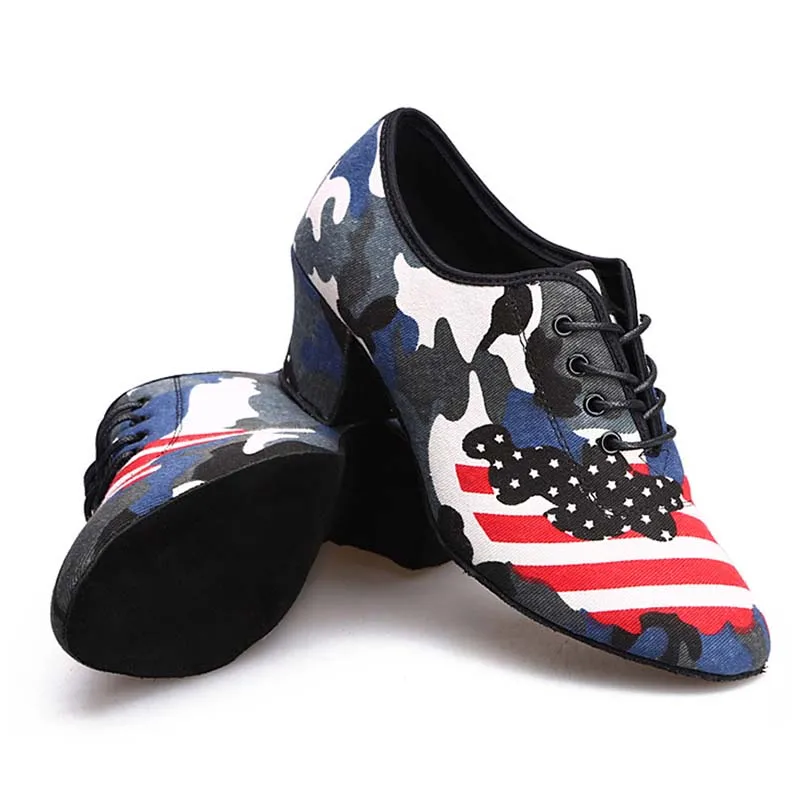 2022 New Fashion Camouflage Cloth Women's Latin Dance Shoes Tango Ballroom Dancing Shoes Breathable Salsa Dance Shoes HROYL