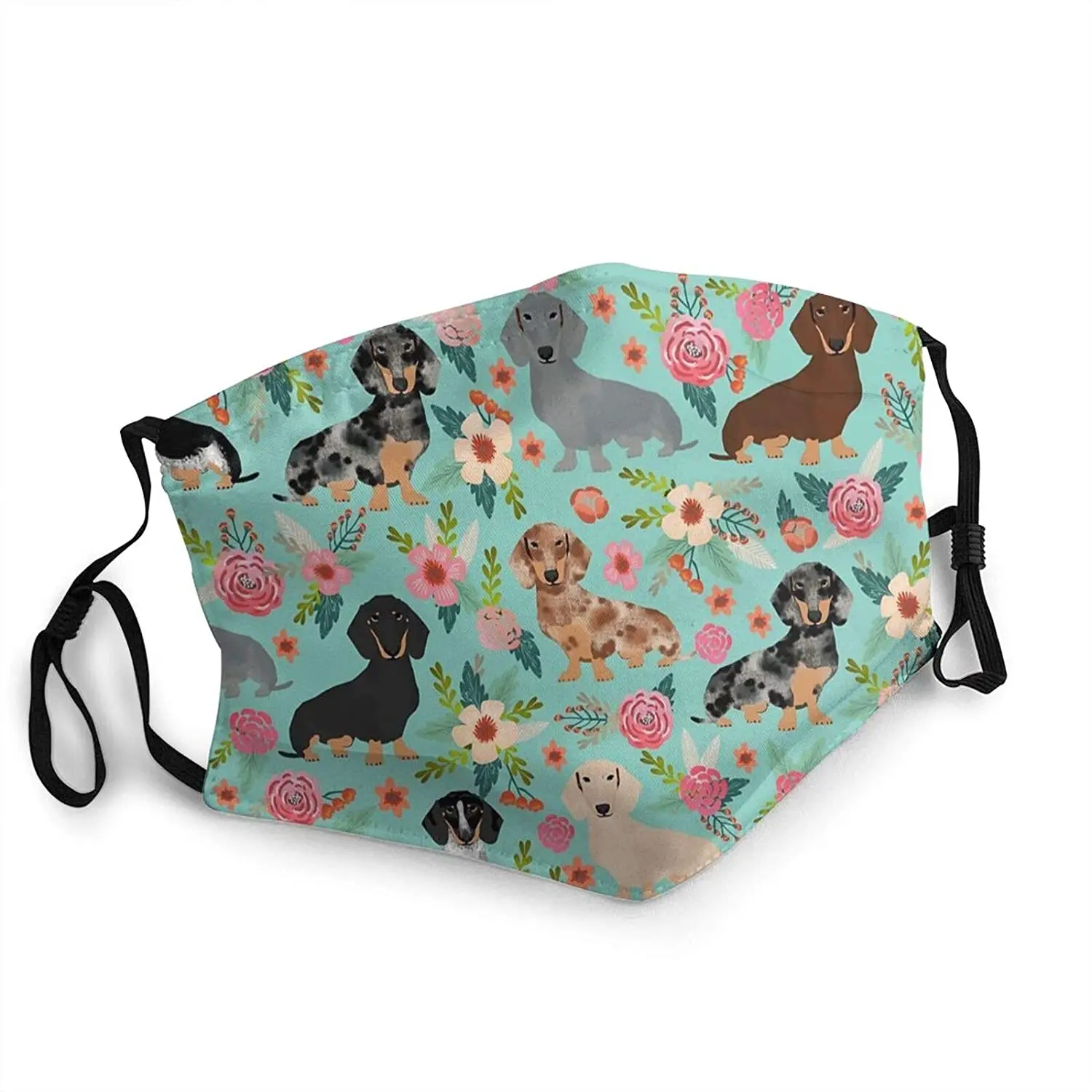 

Cute Puppy Flower Printed Creative Design Dog Lovers Gifts Mouth Covering Washable Reusable Fabric Face Mask with Filter