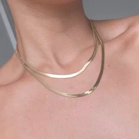 wildfree gold plated snake chain necklace for women 34 mm stainless steel layered metal chain necklaces jewelry wholesale