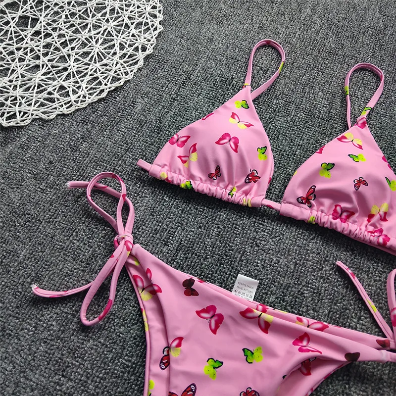 

Women Bikini Sexy Swimwear Sports Swimsuit Brazilian Butterfly Printed Bikinis Women Low Waist Bikini Push Up Bandage Beachwear