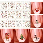 Наклейки для ногтей 12 листов с рисунком Санта-Клауса, лося, снеговика, подарок, переводной слайдер, зимний маникюр, декоративные наклейки для ногтей на Рождество
