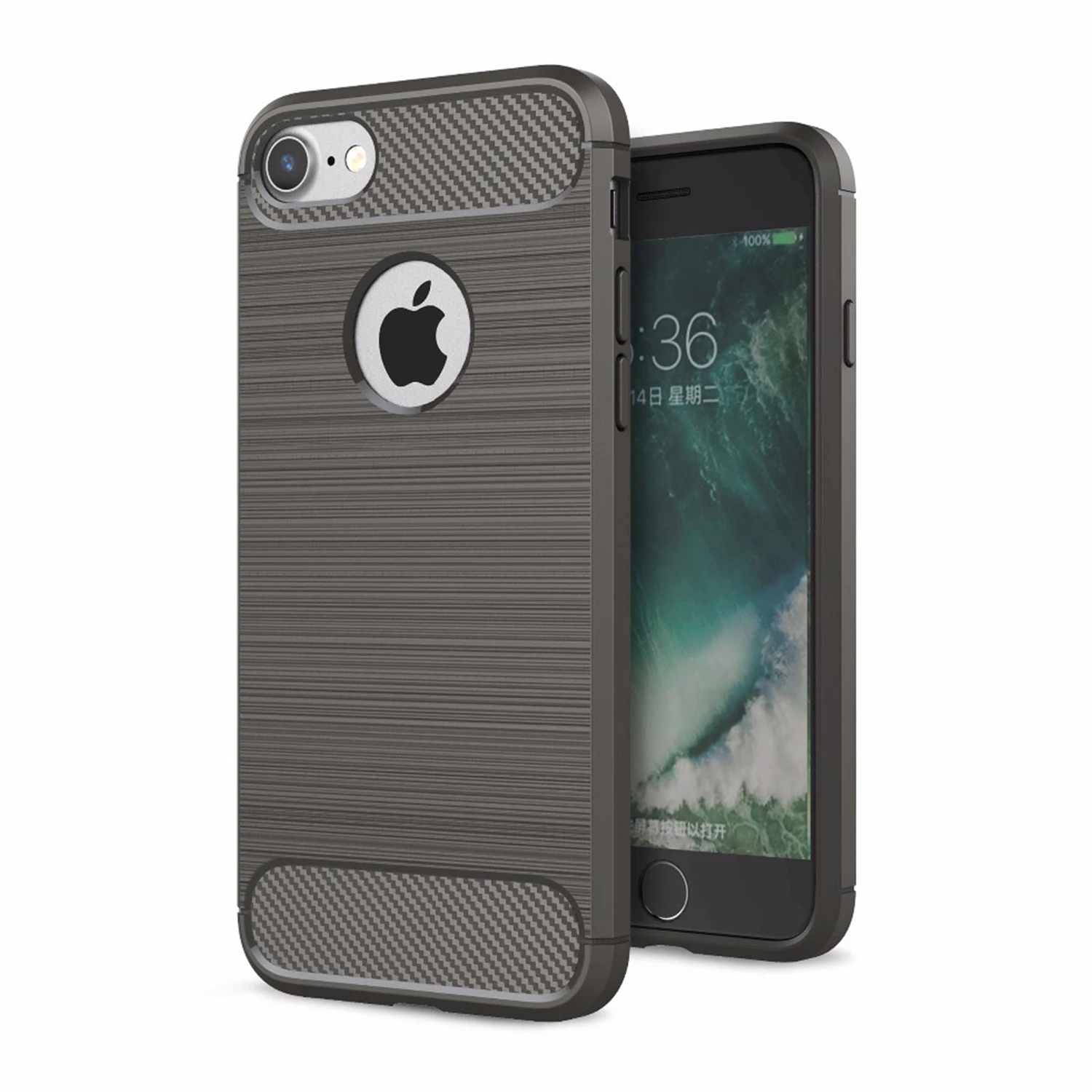 

Phone Case Compatible for Apple iPhone 8 Metallic Finish Silicone Case Gray