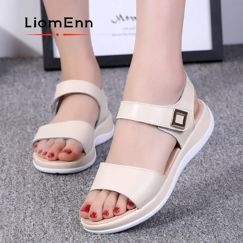 

Ladies Summer Sandals Women Shoes Flats Platform Sandals 2021 New Leather White Shoes For Woman Slippers Designer zapatos mujer