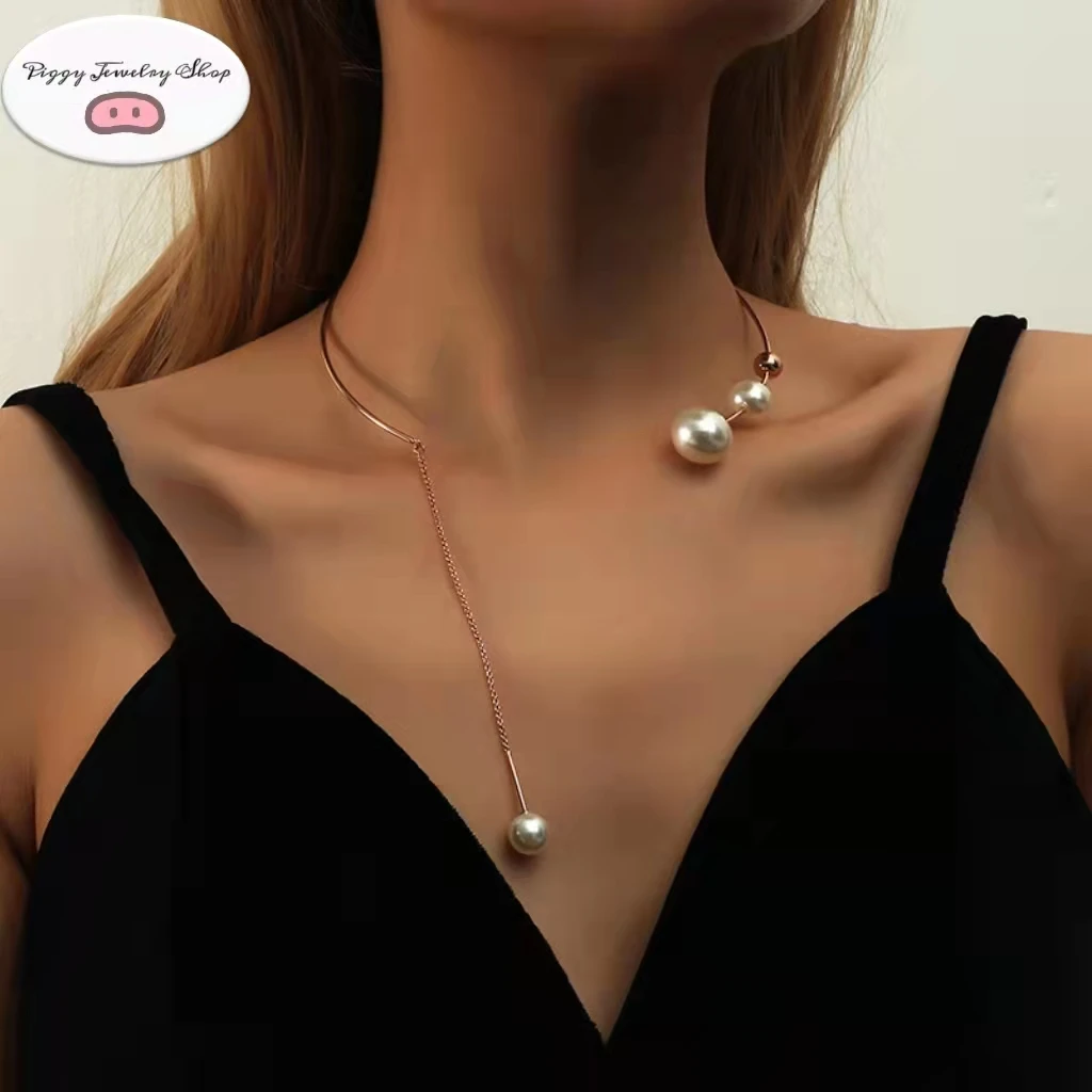 

French elegant large white imitation pearl collar necklace clavicle chain fashion exquisite ladies wedding dinner jewelry